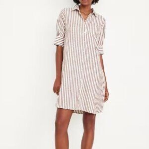 Linen-Blend Shirt Dress